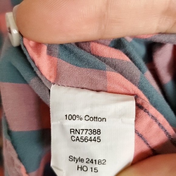 J. Crew Plaid Button-Down Shirt Men's Medium Coral Blue/Green Slim Long Sleeve - Picture 8 of 9